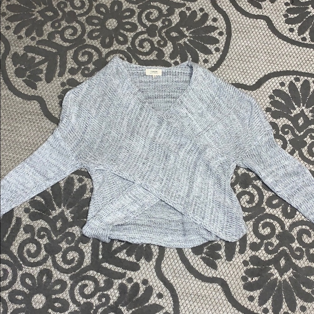 Gray cross cross sweater